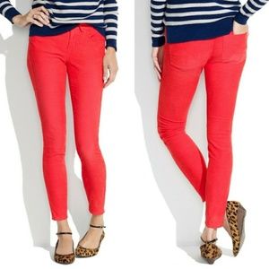 MADEWELL Red Coral Skinny Skinny Ankle Cord Corduroy Pants Size 26